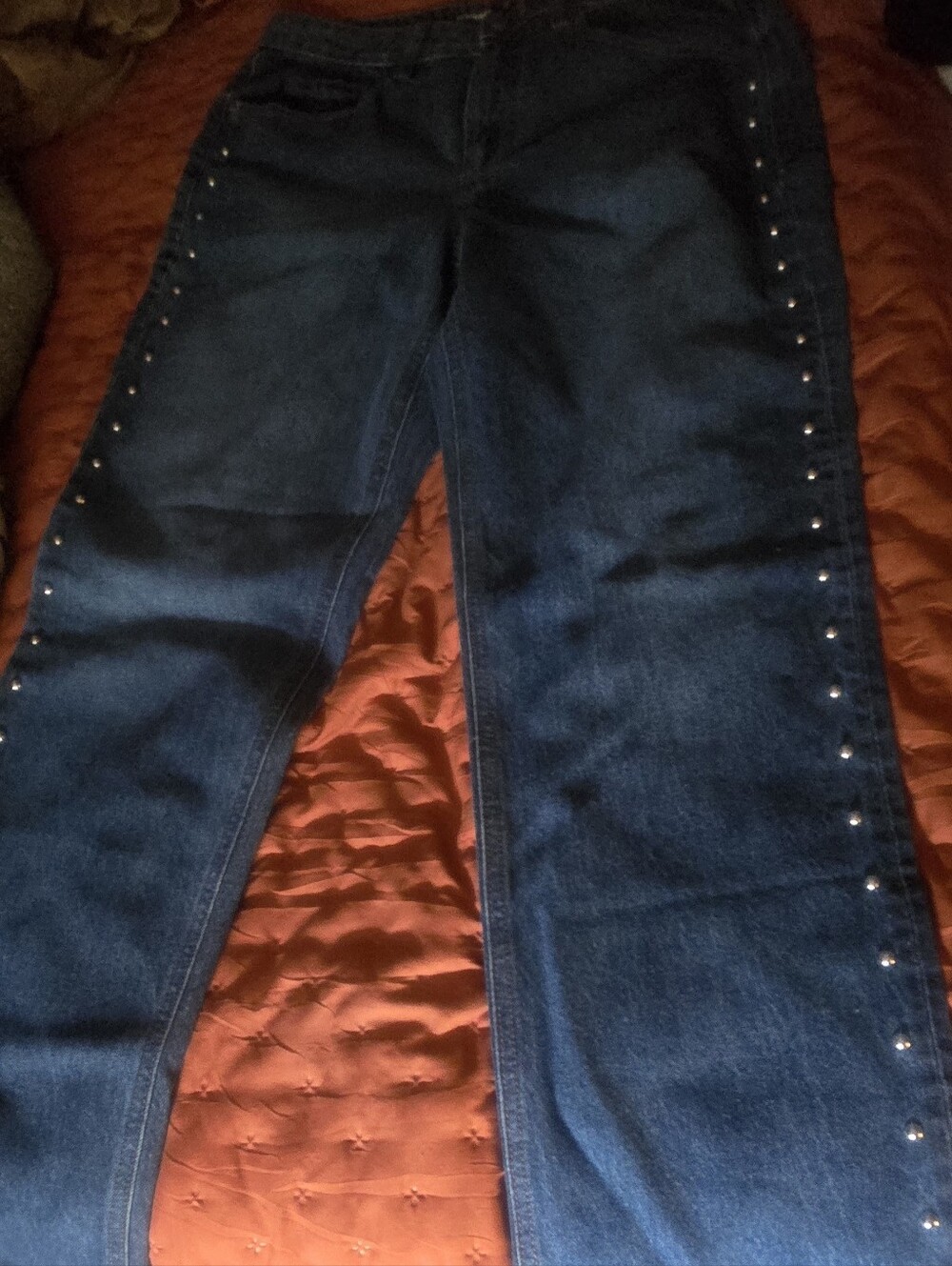 Dark Blue Women's Jeans with Side Stud Detail OLD NAVY